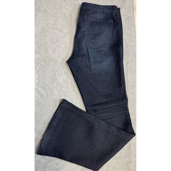 suede Denim - Denim Suede Brand Jeans‎ Womens 32 Navy Blue Farrah High Rise Flare Leg